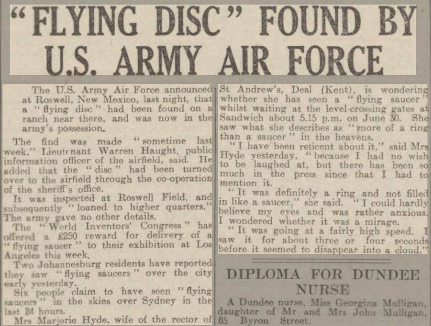 roswell incident newspaper headlines the black vault roswell incident report