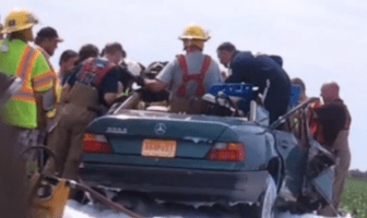Mysterious priest performs miracle at site of Mercedes crash