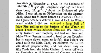 Account of an Extraordinary Fireball Bursting at Sea (1749)