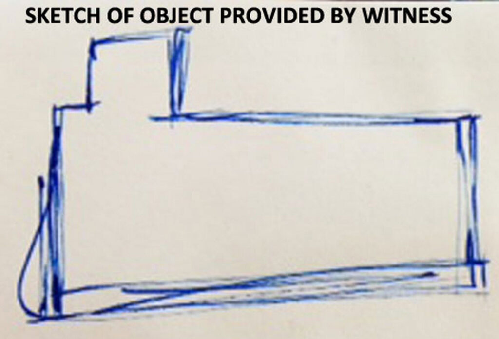 Family See White Rectangular UFO Hovering in Blue Sky