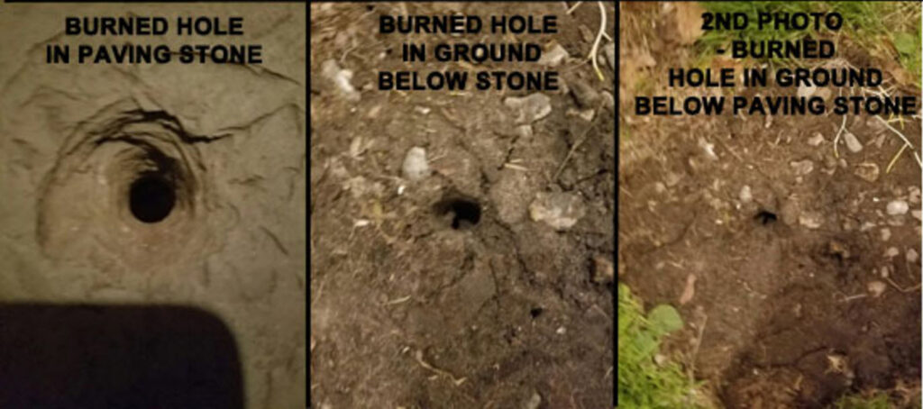 Man Shines Laser on White Oblong Object. Object Emits Beam of Light over Burlington, Vermont