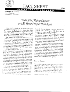 UFO "Fact Sheet" commonly given out to UFO FOIA requesters - and received by John Greenewald asking for information on Project Tobacco.
