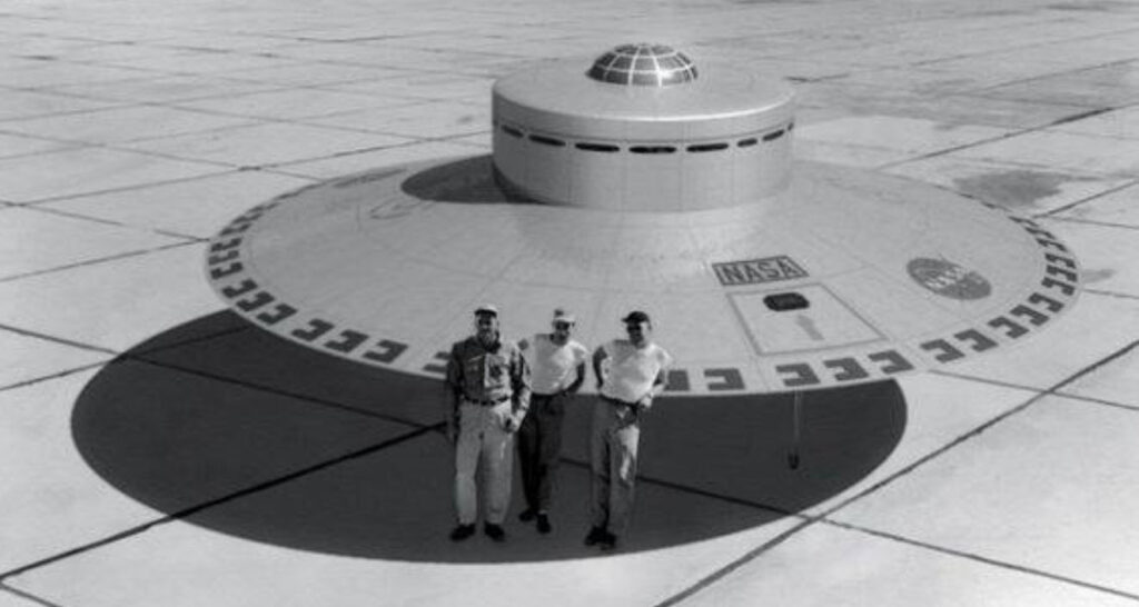 NASA Dryden Photo Depicts Personnel Standing with Flying Saucer / UFO