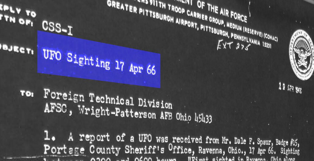 Project Blue Book: Ravenna, Mantua, Ohio — April 17, 1966