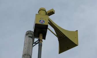 Civil Defense Civil Defense logo on a Thunderbolt 1003 siren.