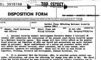 Oldest Record on File at the National Security Agency (NSA)
