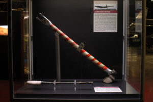 DAYTON, Ohio - U-2 aircraft carrier tail hook and "Q-tip" on display in the Cold War Gallery at the National Museum of the U.S. Air Force. (U.S. Air Force photo)