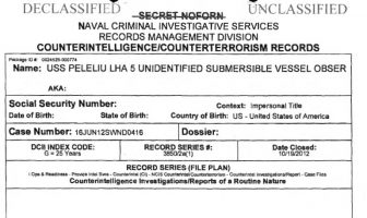 Naval Criminal Investigative Service (NCIS) Documents on Unidentified Submerged Objects or USOs