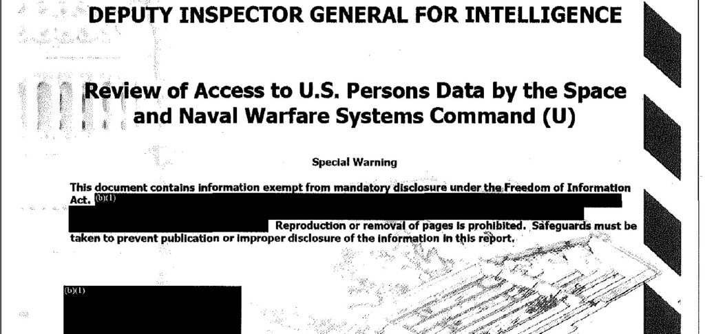 Review of Access to U.S. Persons Data by Space and Naval Warfare Systems Command, September 28, 2007