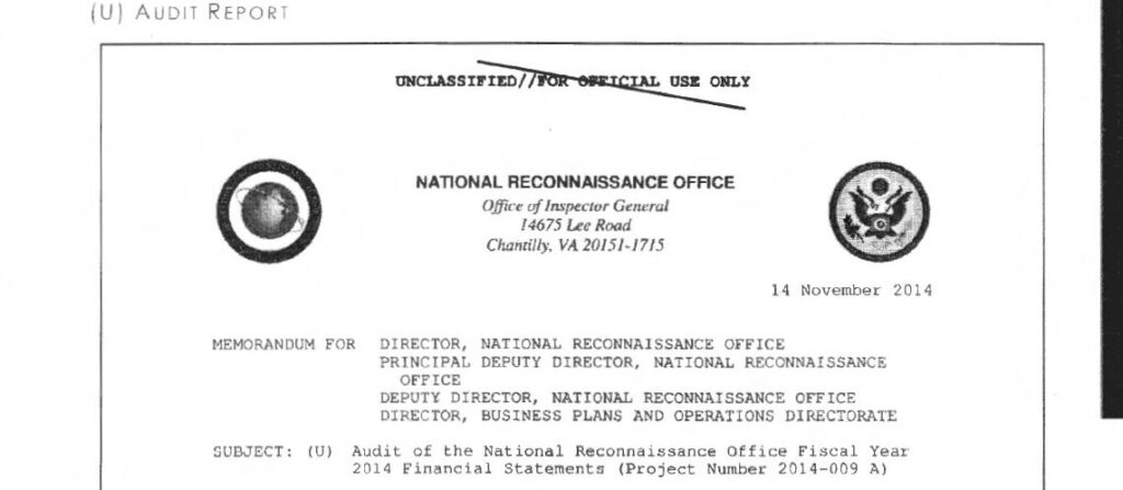 Office of Inspector General Audit of the National Reconnaissance Office Fiscal Year 2014 Financial Statements