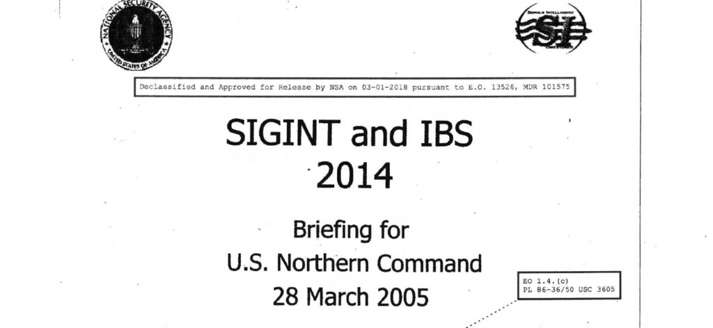 SIGINT and IBS 2014 Briefing for U.S. Northern Command