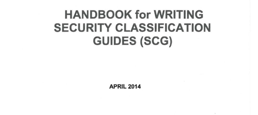 NASA Handbook for Writing Security Classification Guides, April 2014