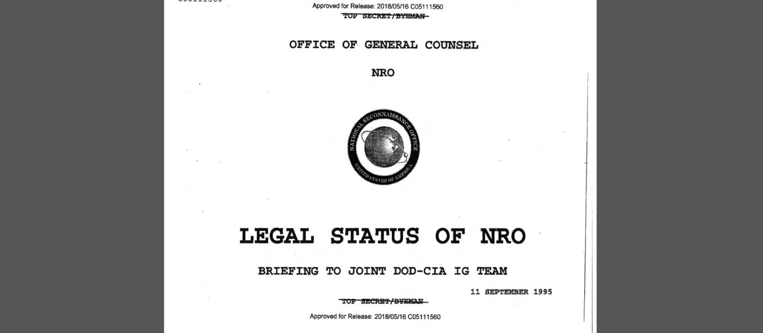Legal Status of NRO – Briefing to Joint DOD-CIA IG Team, 11 September 1995