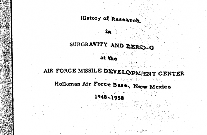 Risultato immagini per History of Research in Subgravity and Zero-G at the Air Force Missile Development Center, Holloman Air Force Base, New Mexico 1948-1958