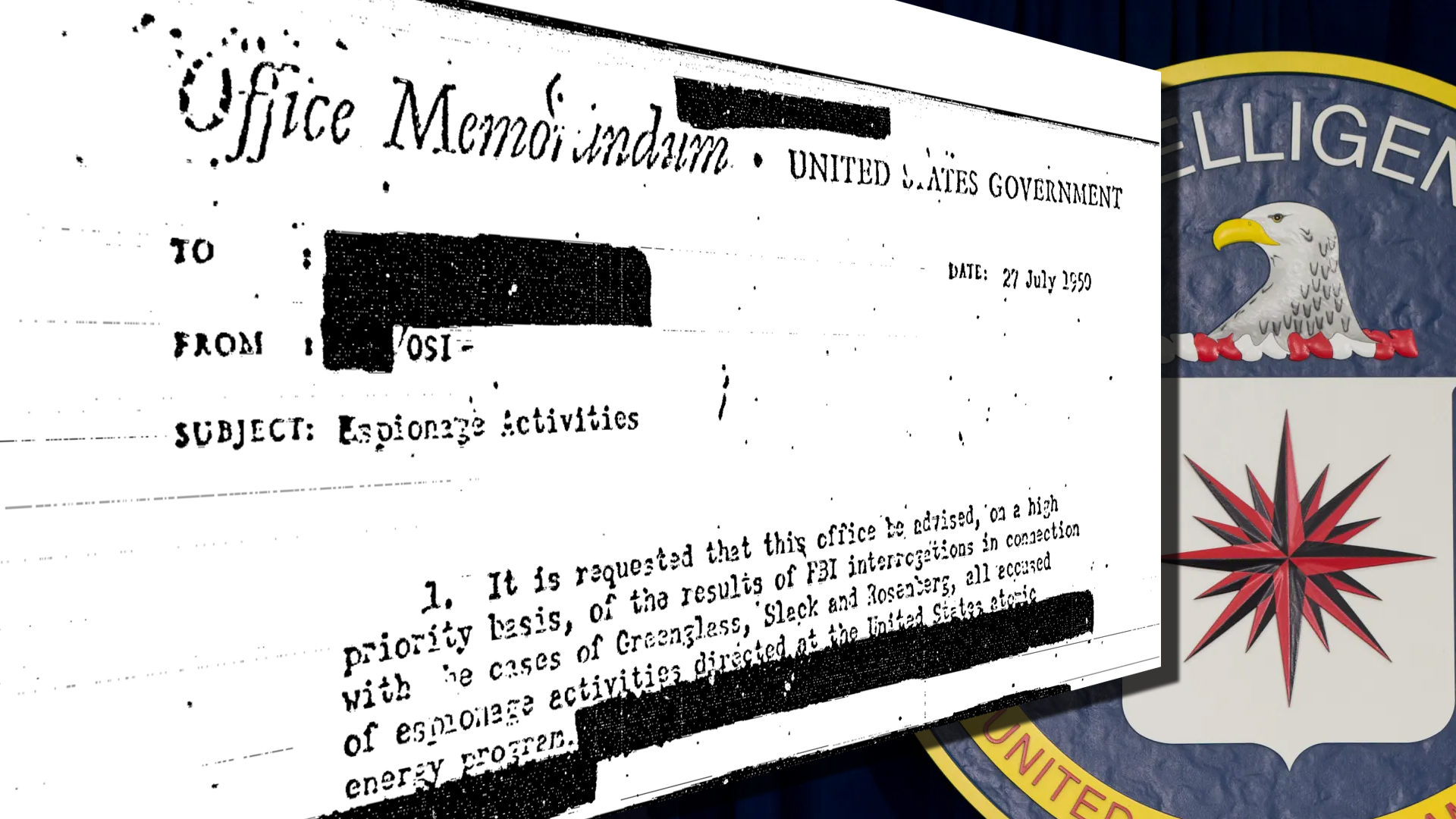 Espionage Activities, CIA Memorandum, 27 July 1950