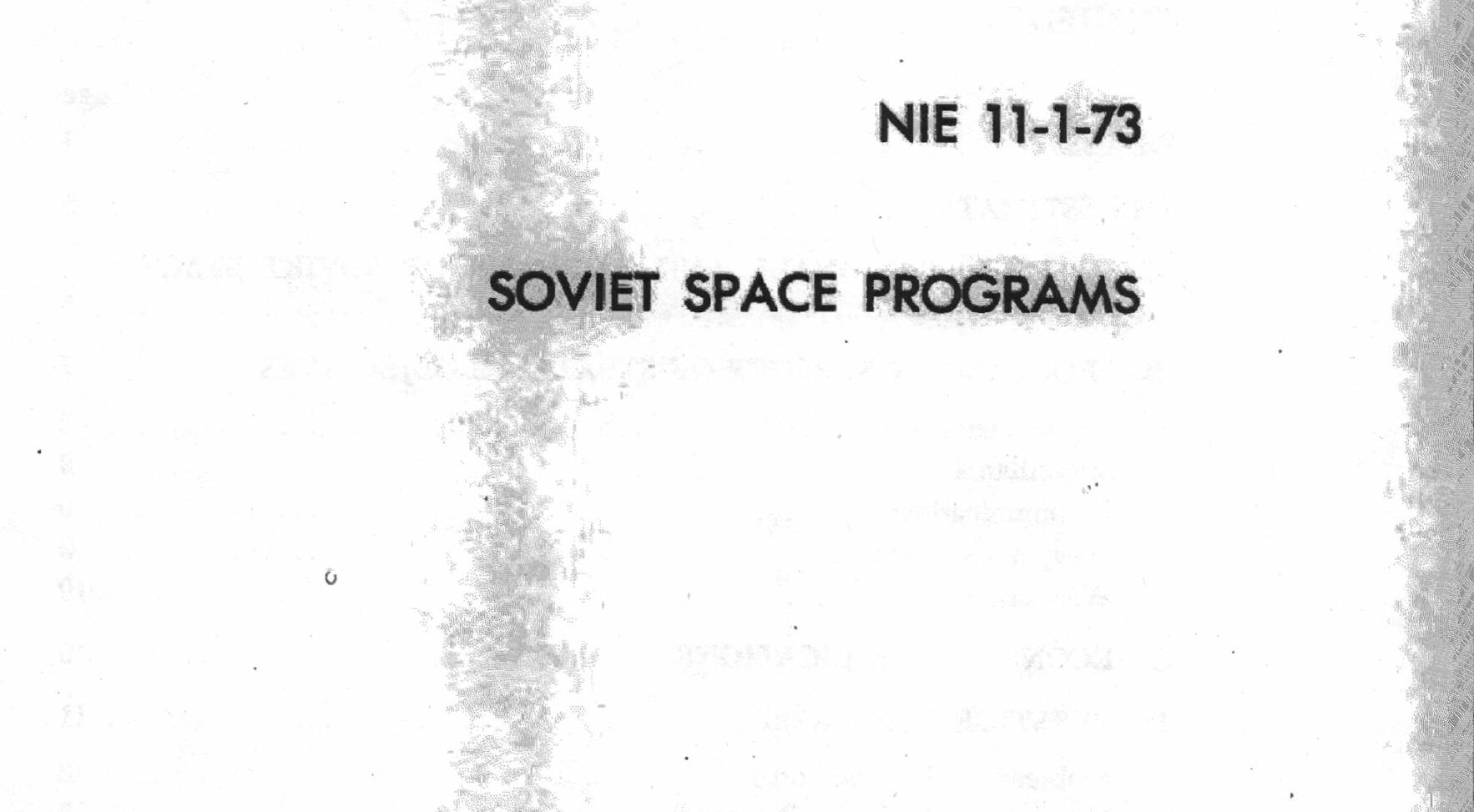 National Intelligence Estimate – Soviet Space Programs – 20 December 1973