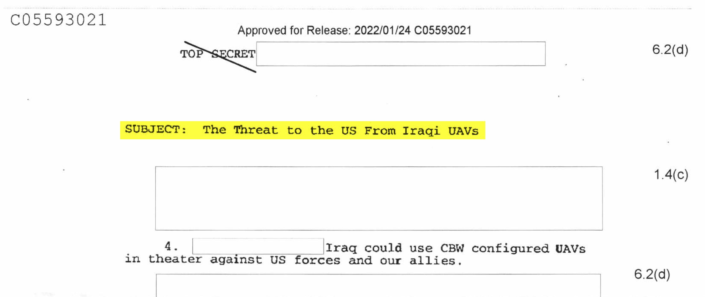 The CIA’s Assessment of the Threat From Iraqi UAVs – March 3, 2003