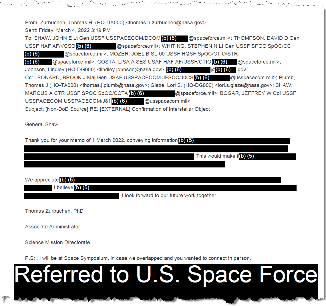 “Confirmation of Interstellar Object” Memorandum and Related Documents – John Greenewald